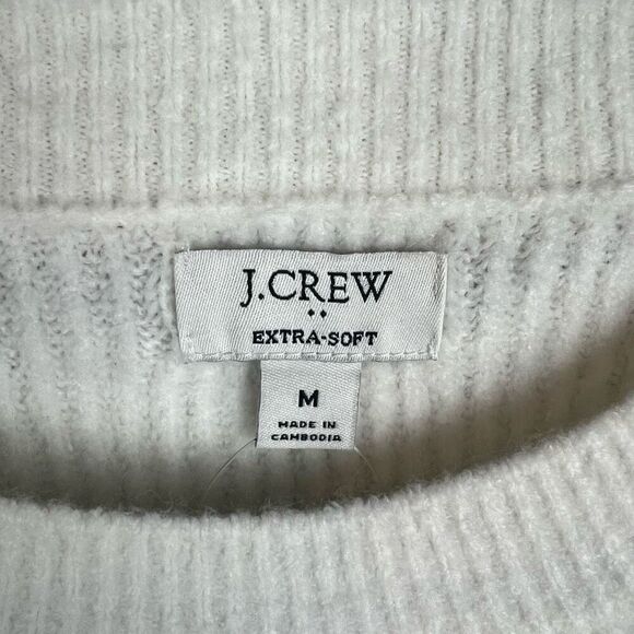 J.Crew Women's Ivory Ribbed Crewneck Pullover Sweater Size M NWT - Picture 5 of 9
